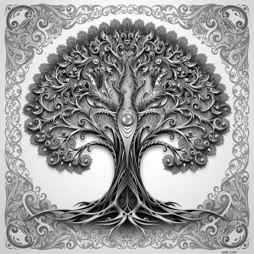 Tree of Life with Angel Wings in Fractal Art