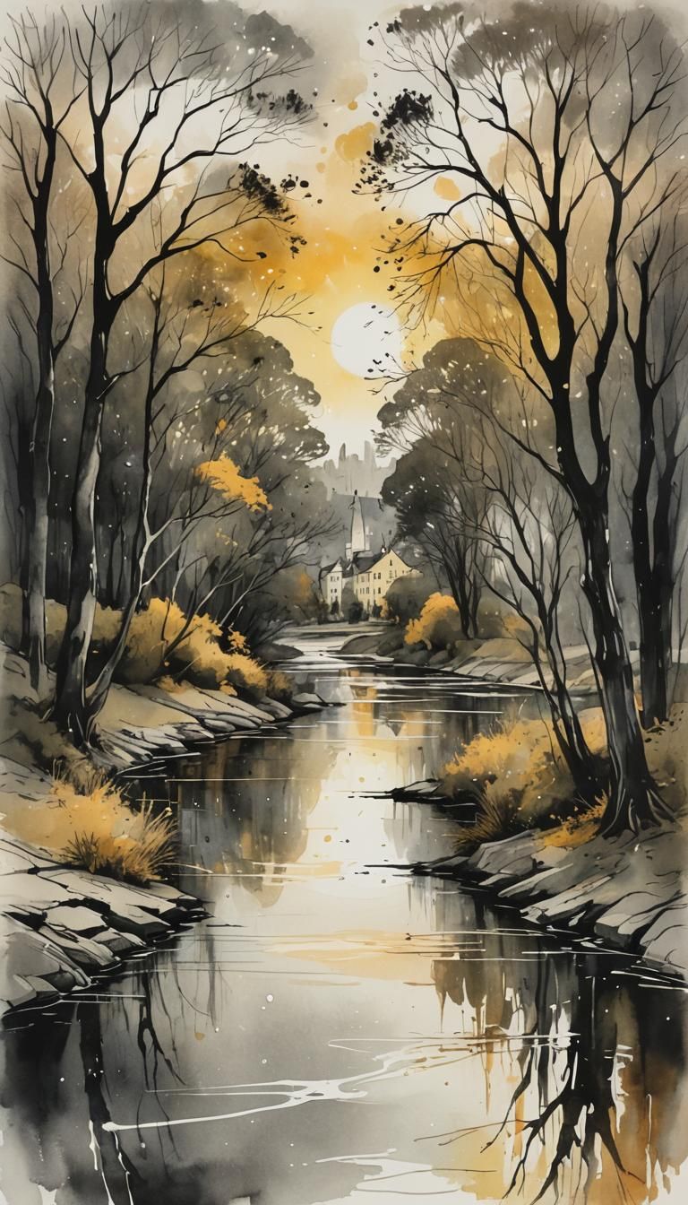 Serene Riverside Drive in Australian Tonalist Style