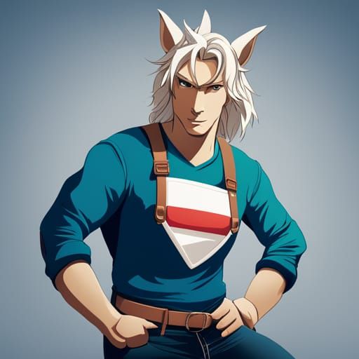 Anthropomorphic Unicorn in Graphic Tee, Concept Art