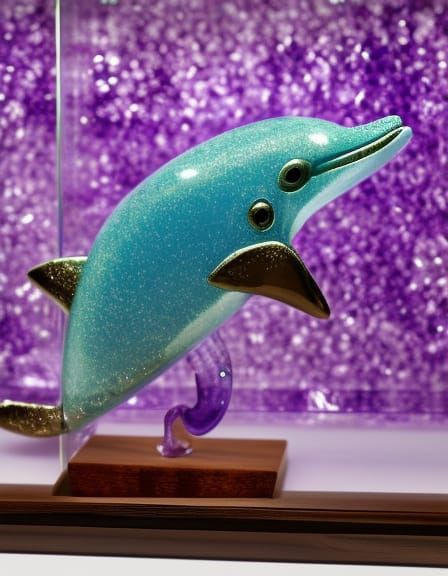 Purple Glass Dolphin Figurine, Mosaic Concept Art
