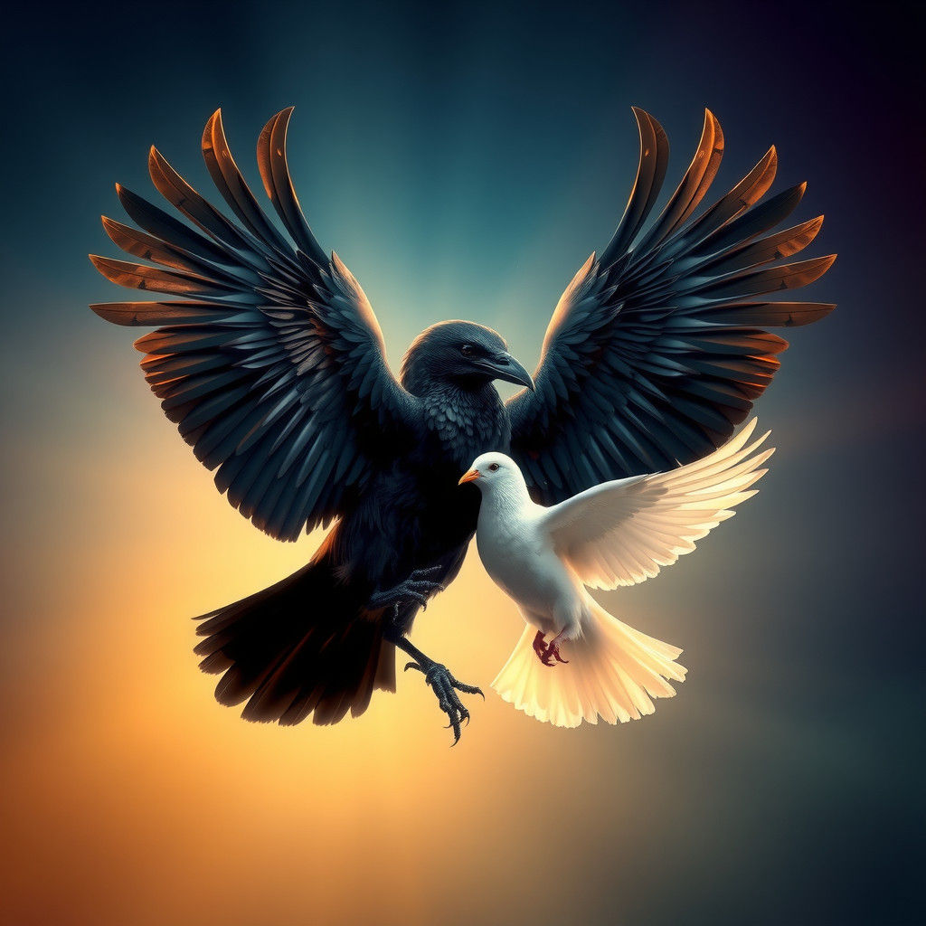 Yin-Yang: Raven and Dove in Splash Art