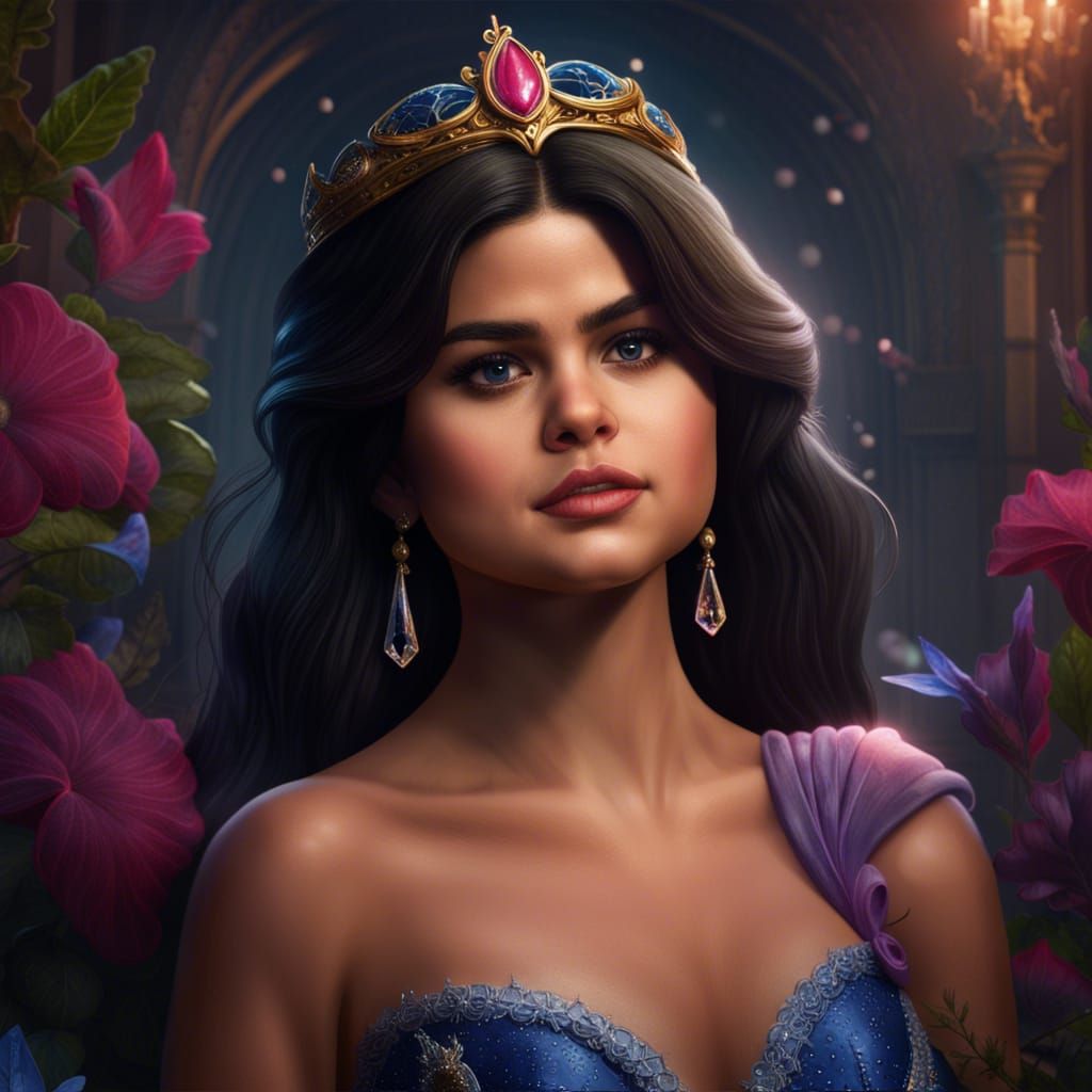 Selena Gomez as Disney Princess: Photorealistic Portrait