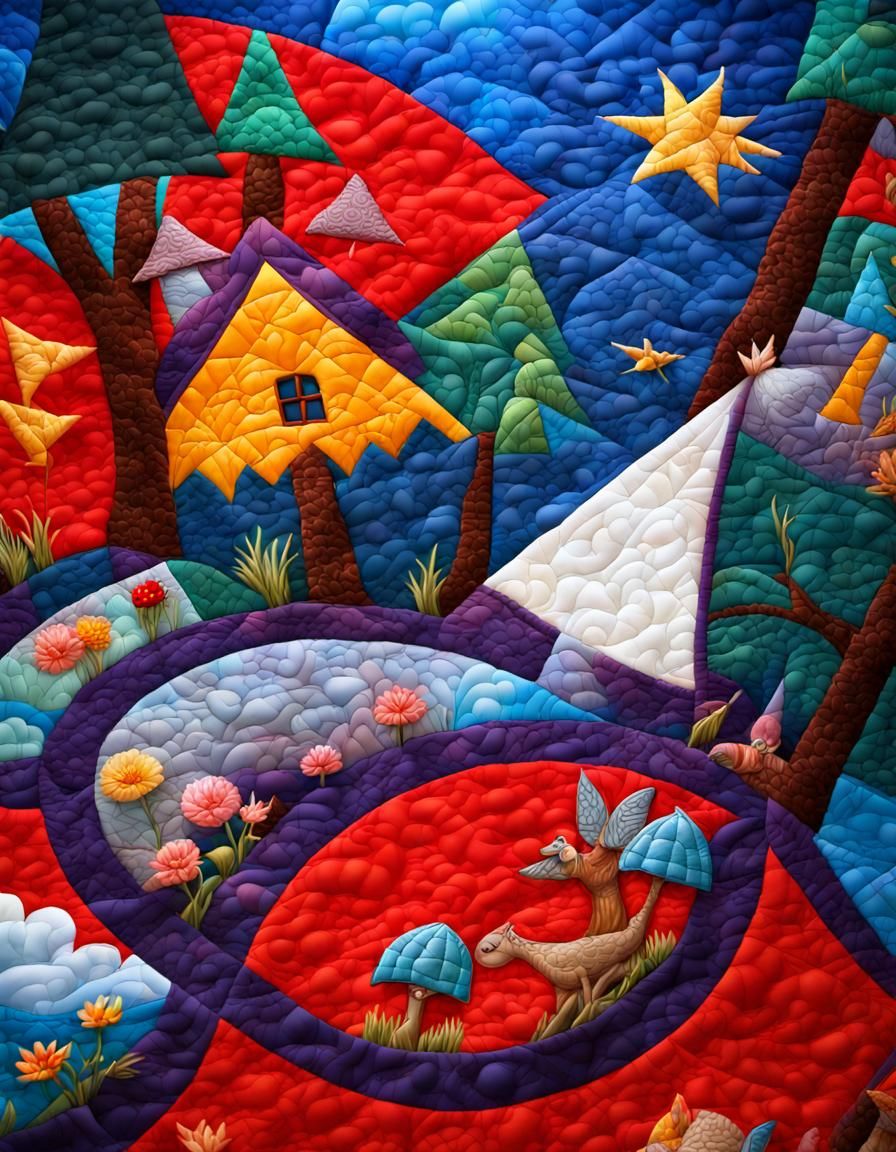 Fairytale Quilt in Hyperrealistic Digital Painting Style