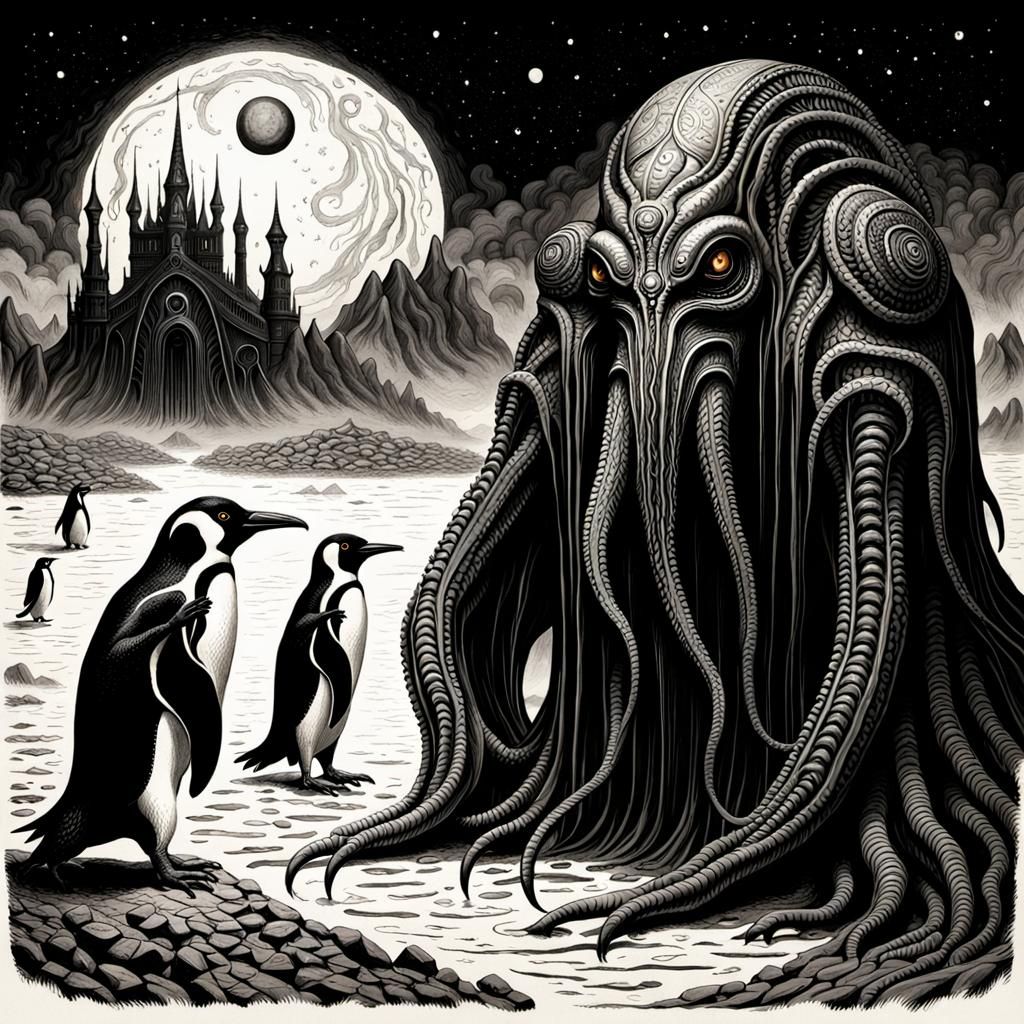 Cosmic Horror: Penguins Encounter Nyarlathotep