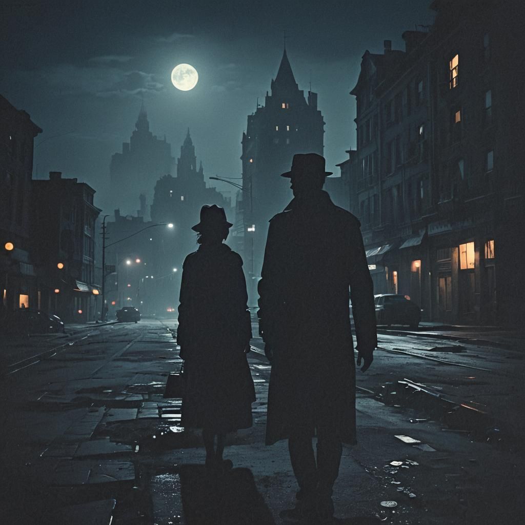 Night Prowler in Shadows: Film Noir Concept Art