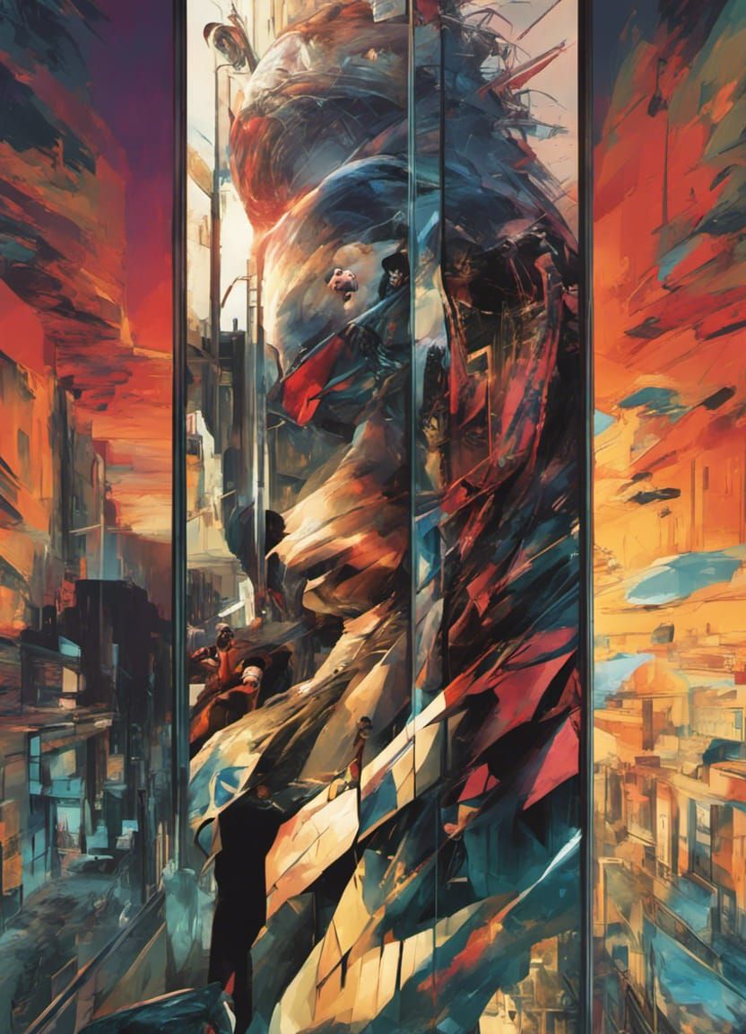 Mirrored Male Portrait in Film Noir Style