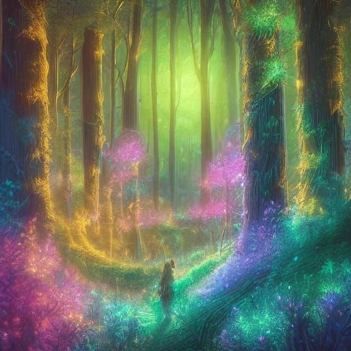 Magical Garden with Moonflowers and Glowing Butterflies