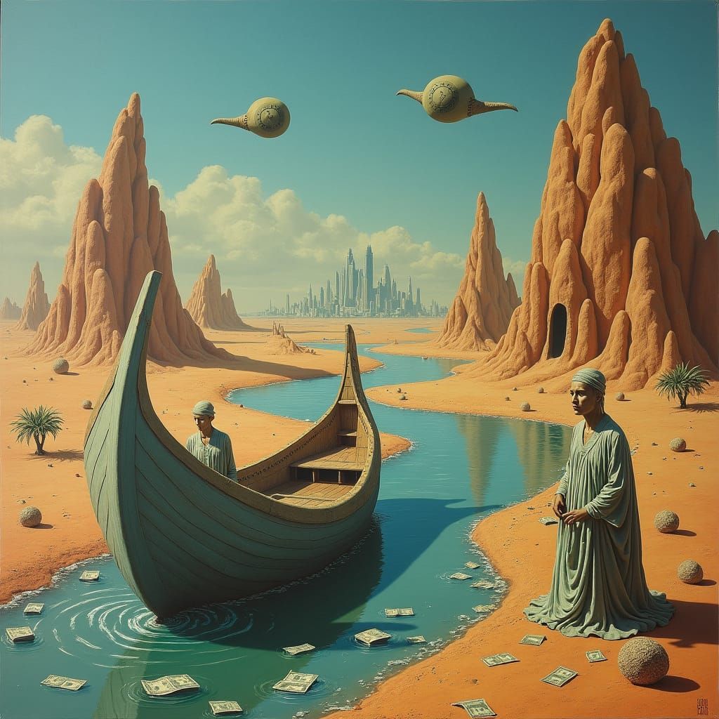 Surreal Dreamscape Desert Scene in Salvador Dali Style
