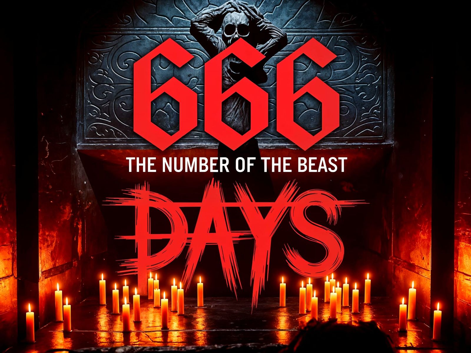 Gothic Iron Maiden Silhouette in Candlelit Chamber