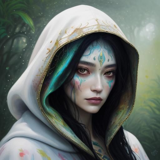 Voodoo Priestess Portrait in Oil Painting Style