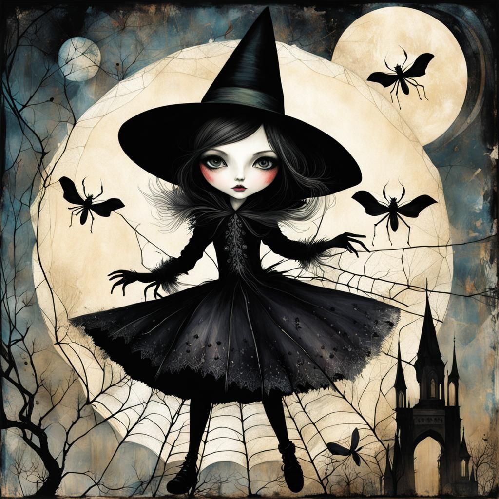 Intricate Spider in Art Brut Style