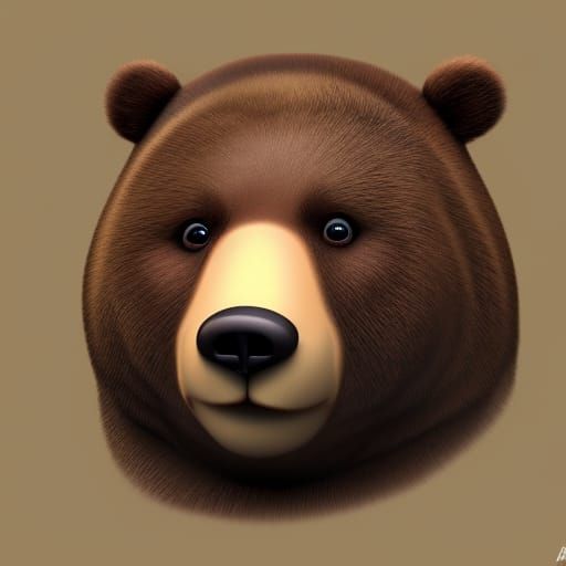 Cute Obese Bear Portrait in Detailed 3D