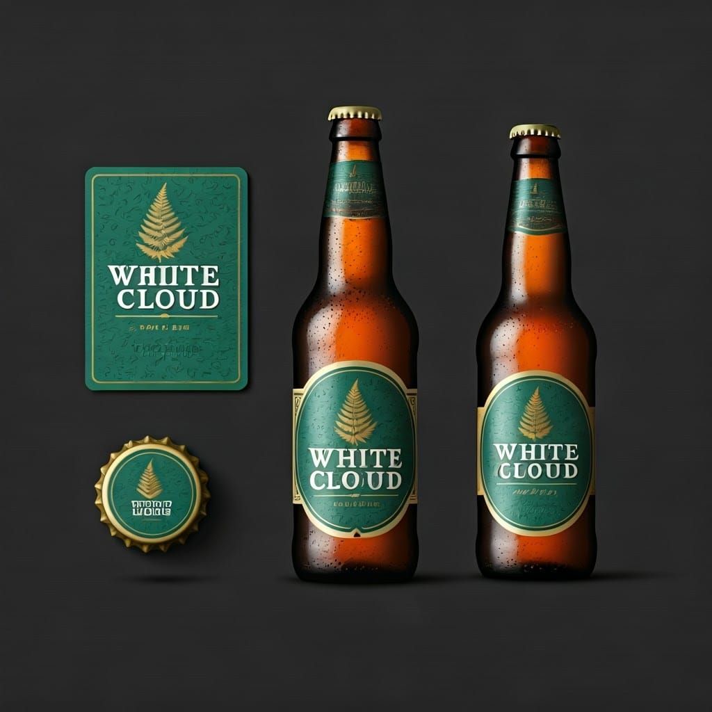 White Cloud Beer: Packaging Design Flat Lay