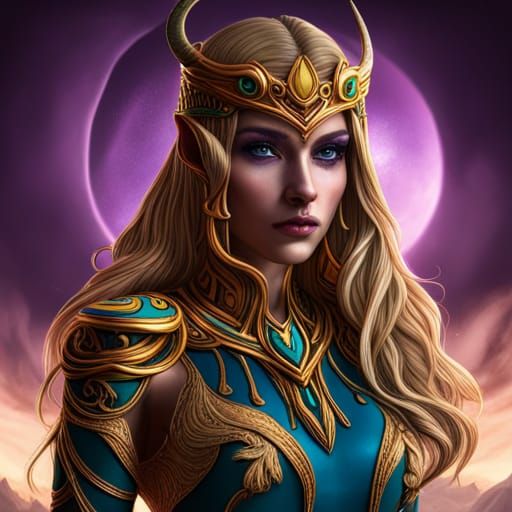 Elegant Elf Queen in Colorful Aurora