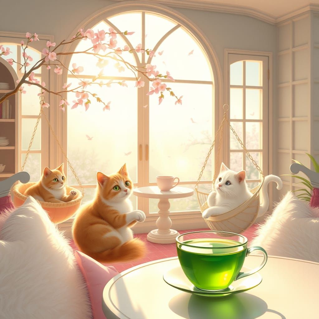 Whimsical Cat Café in Pastel Paradise