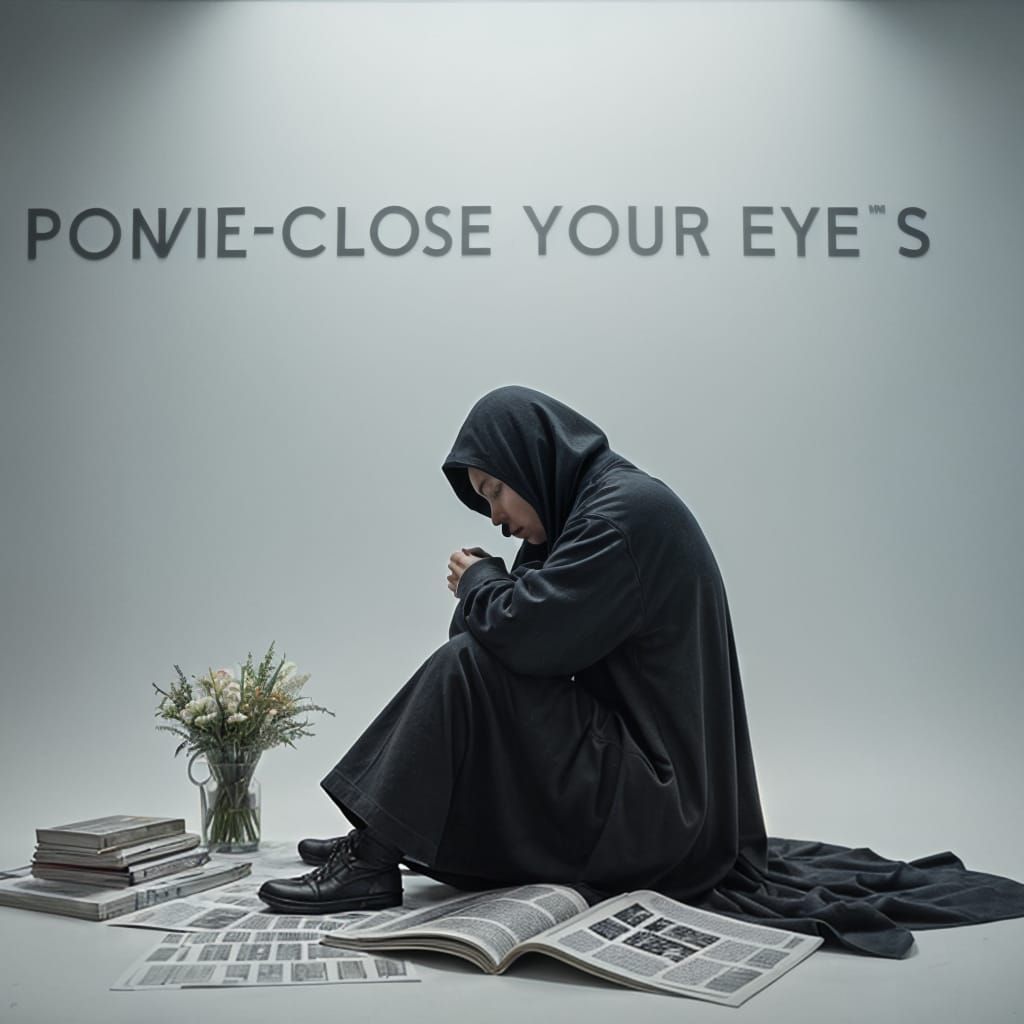 Dramatic Magazine Cover in Grayscale with Film Grain