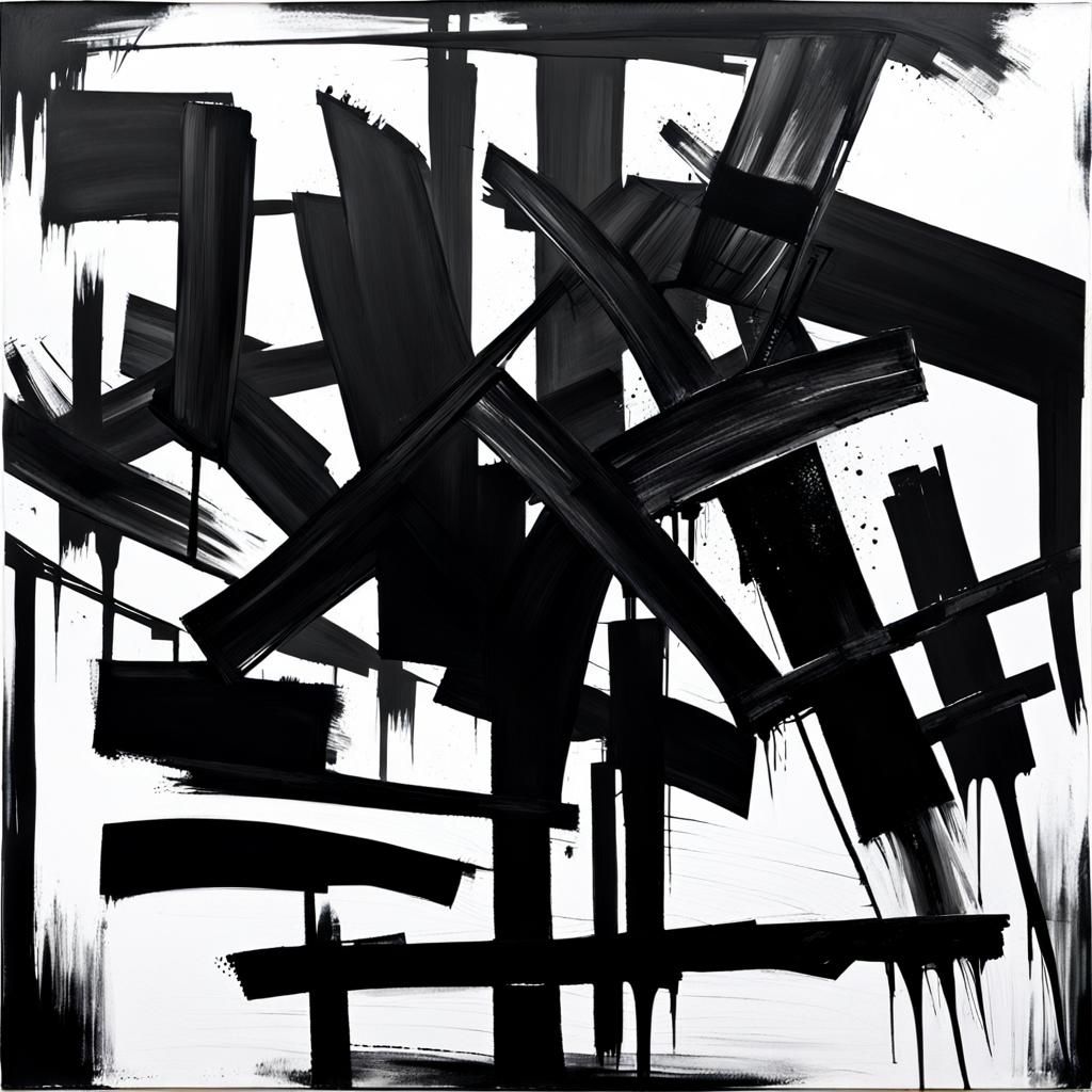 Abstract Expressionism: Black and White Textured Painting