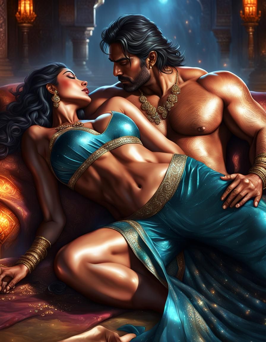Sensual Embrace in Dark Fantasy Style