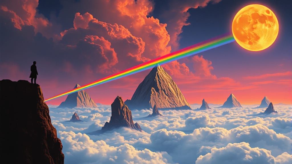 Surreal Landscape Album Cover in Dark Fantasy Style