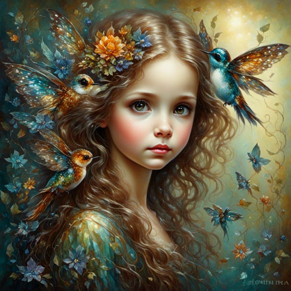 Beautiful Woman with Prismatic Eyes, Fairy-Tale Portrait