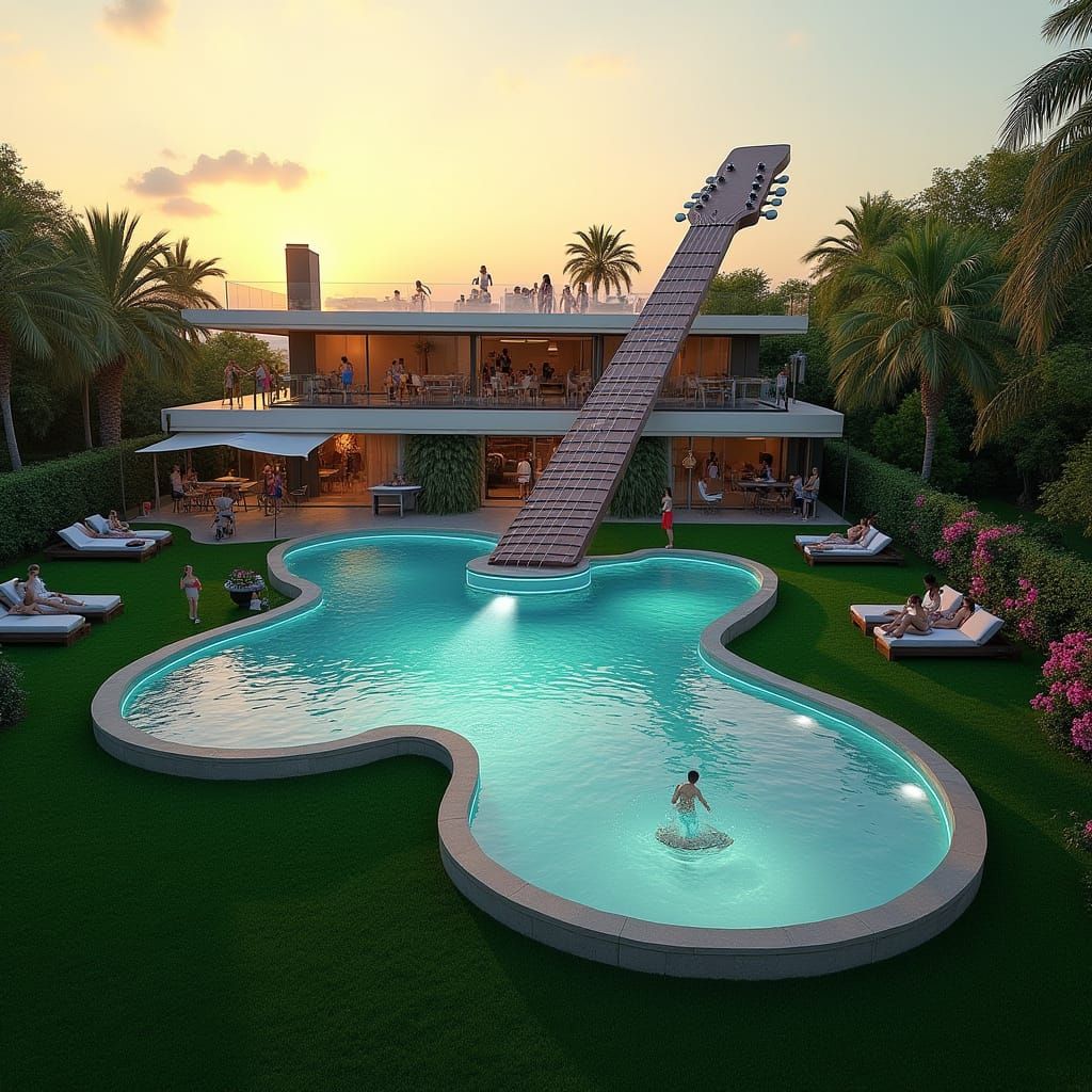 Vibrant Summer Evening Oasis in Modern Mansion Style