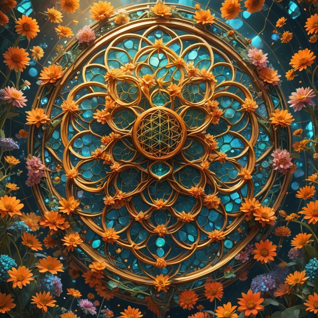 Intricate Flower of Life Honeycomb in Digital Art