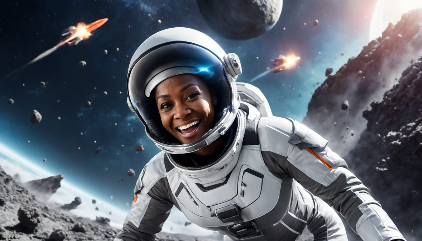 African-American Surfer Rides Rocket-Powered Board Through A...