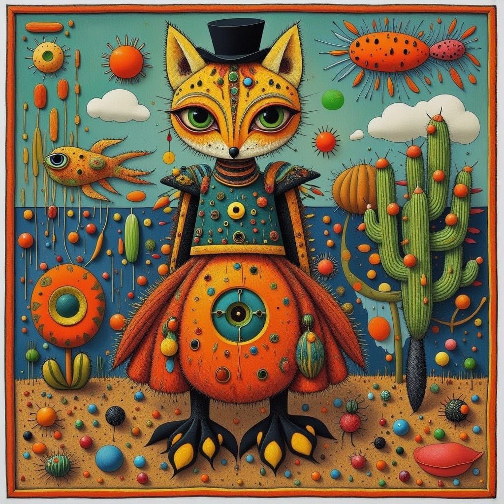 Cactus People in Earth and Teal Hues