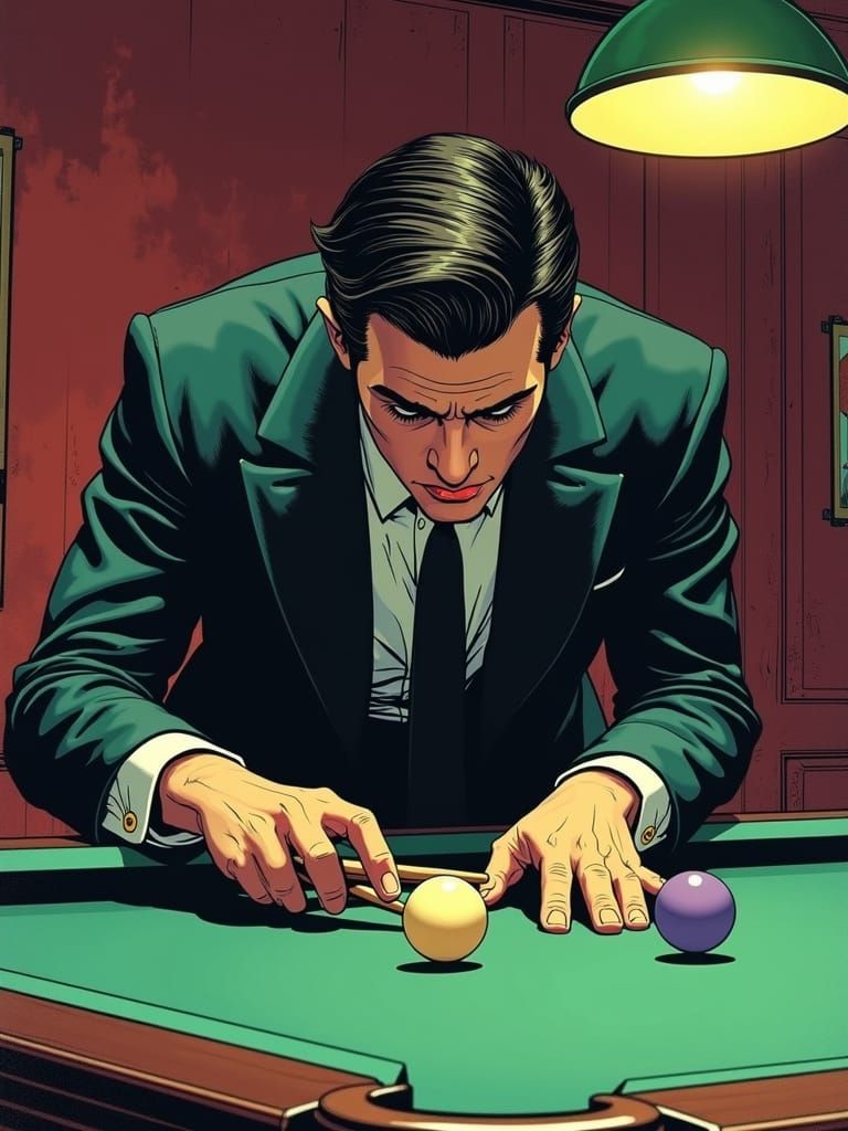 1970s Pool Hall Lothario in Gritty Retro Style