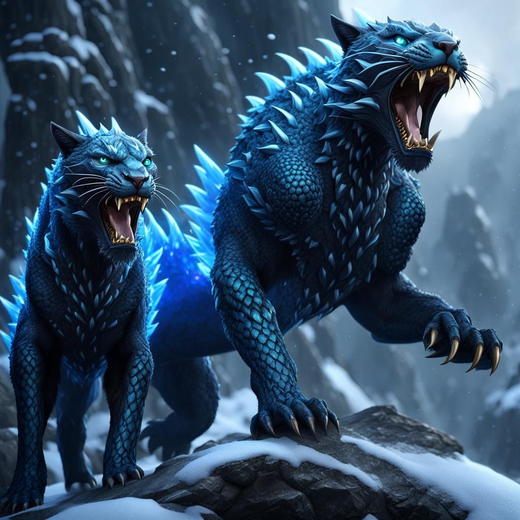 Three-Headed Panther Dragon with Ice Powers