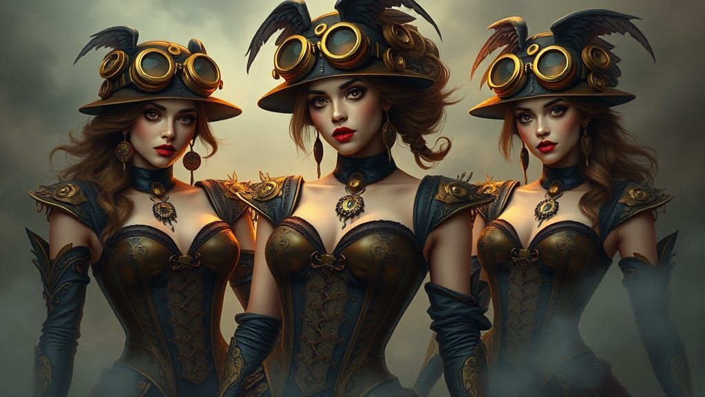 Steampunk Goddesses in Victorian Setting