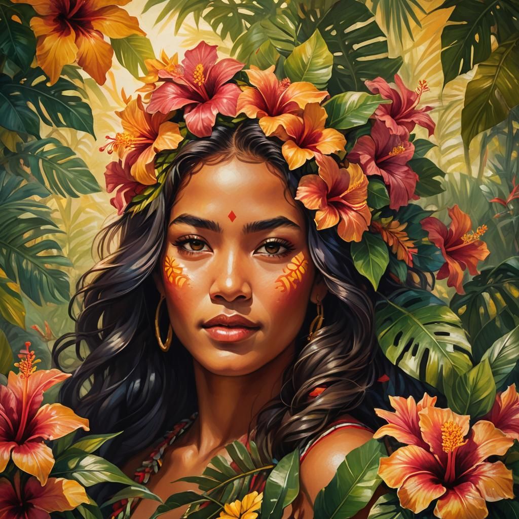 Hawaiian Kahuna Portrait in Vibrant Oil Painting