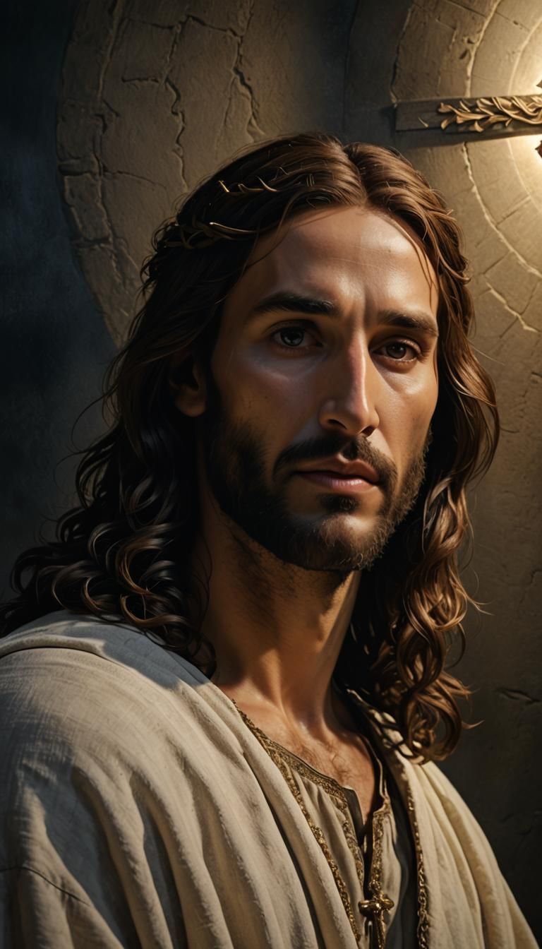 Hyper-Realistic Portrait of Jesus Christ in Moonlight