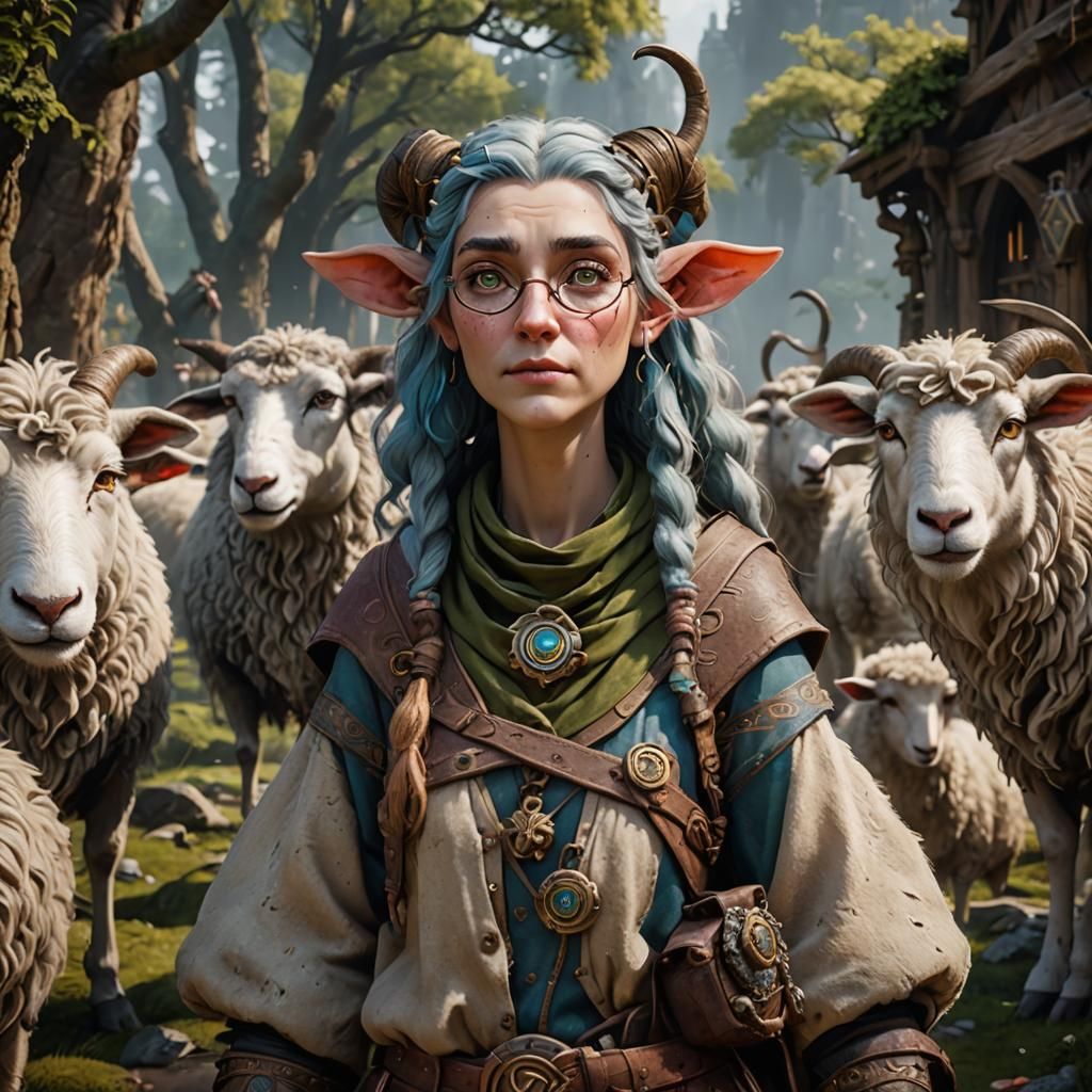 Firbolg Teenager Gertie in Detailed Fantasy Painting