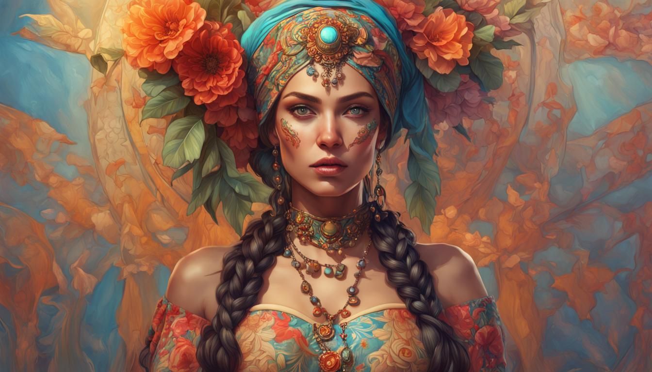 Exotic Woman Portrait in Hyperdetailed Digital Art