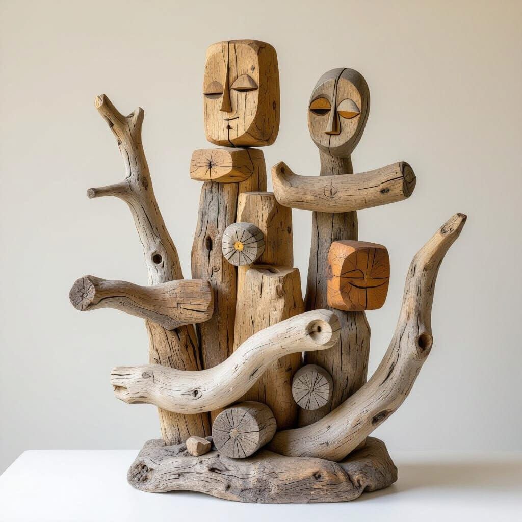 Whimsical Driftwood Sculpture Inspired by Studio Ghibli