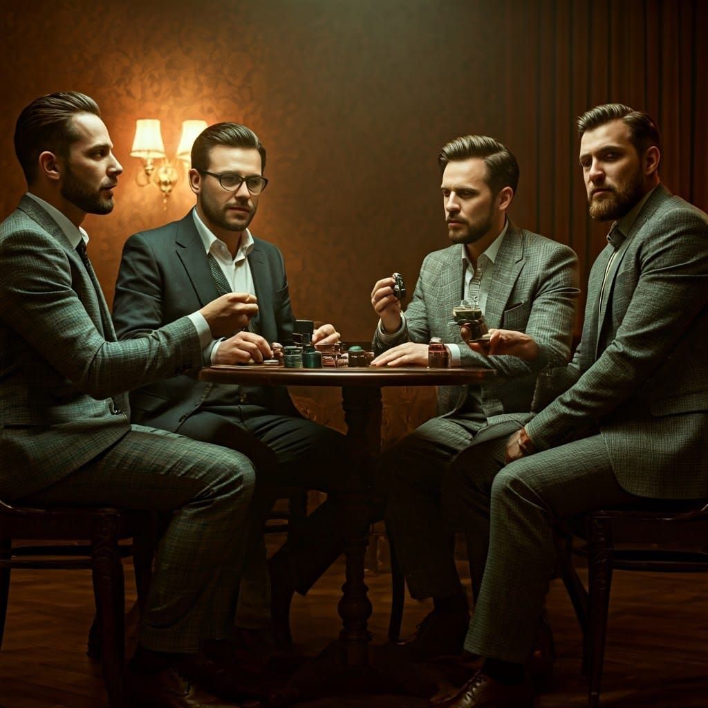 Gentlemen's Club Poker Night in Film Noir Style