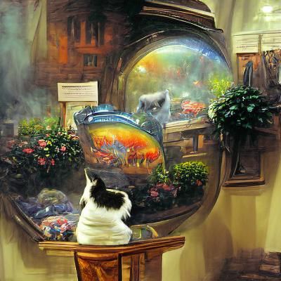 Cat and Fishbowl in Luminist Style