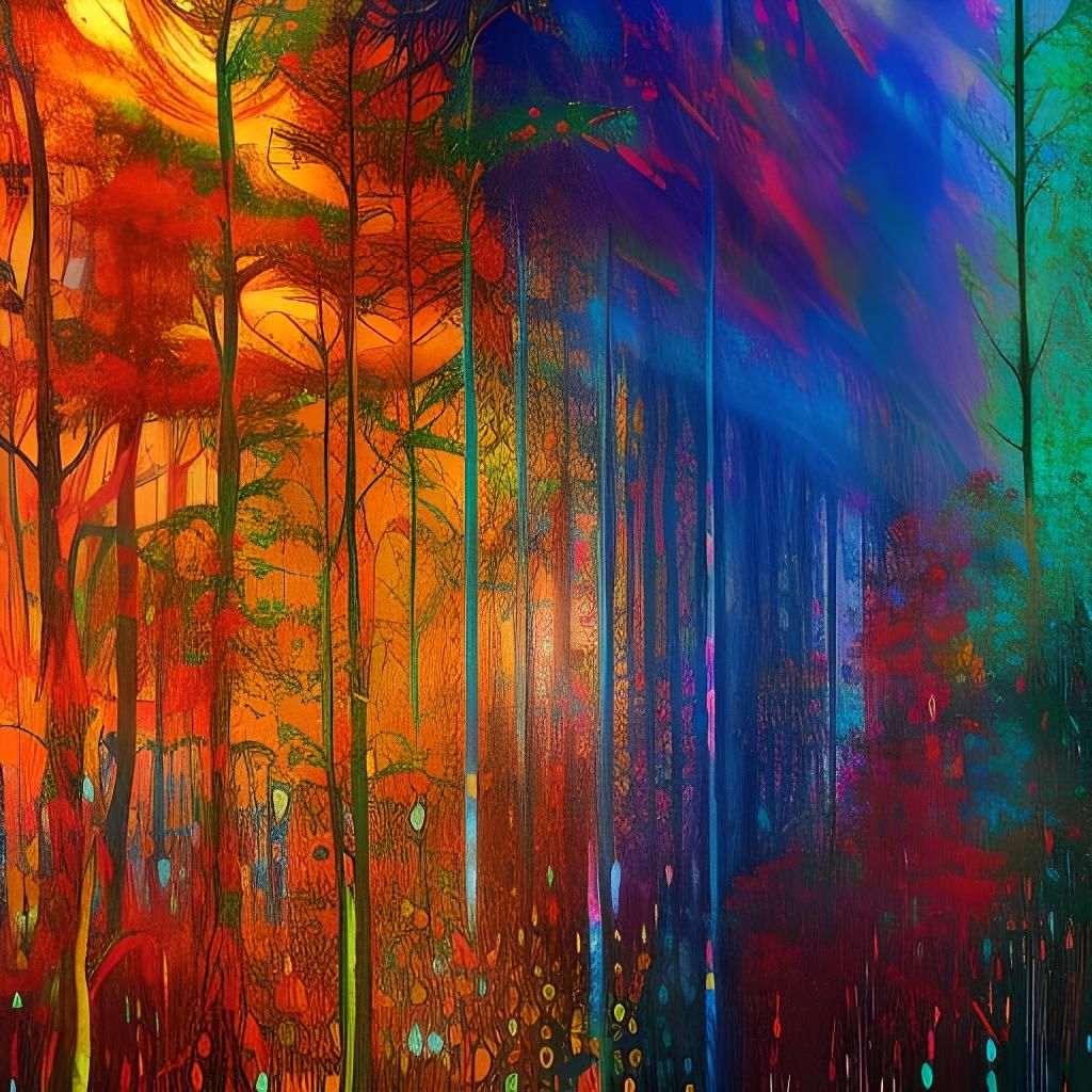 Colorful Sci-Fi Rain: Intricate Digital Art