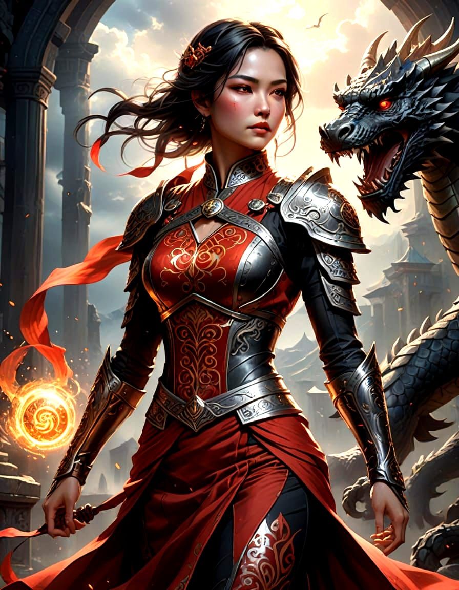 Ethereal Warrior Goddess in Mystical Realm