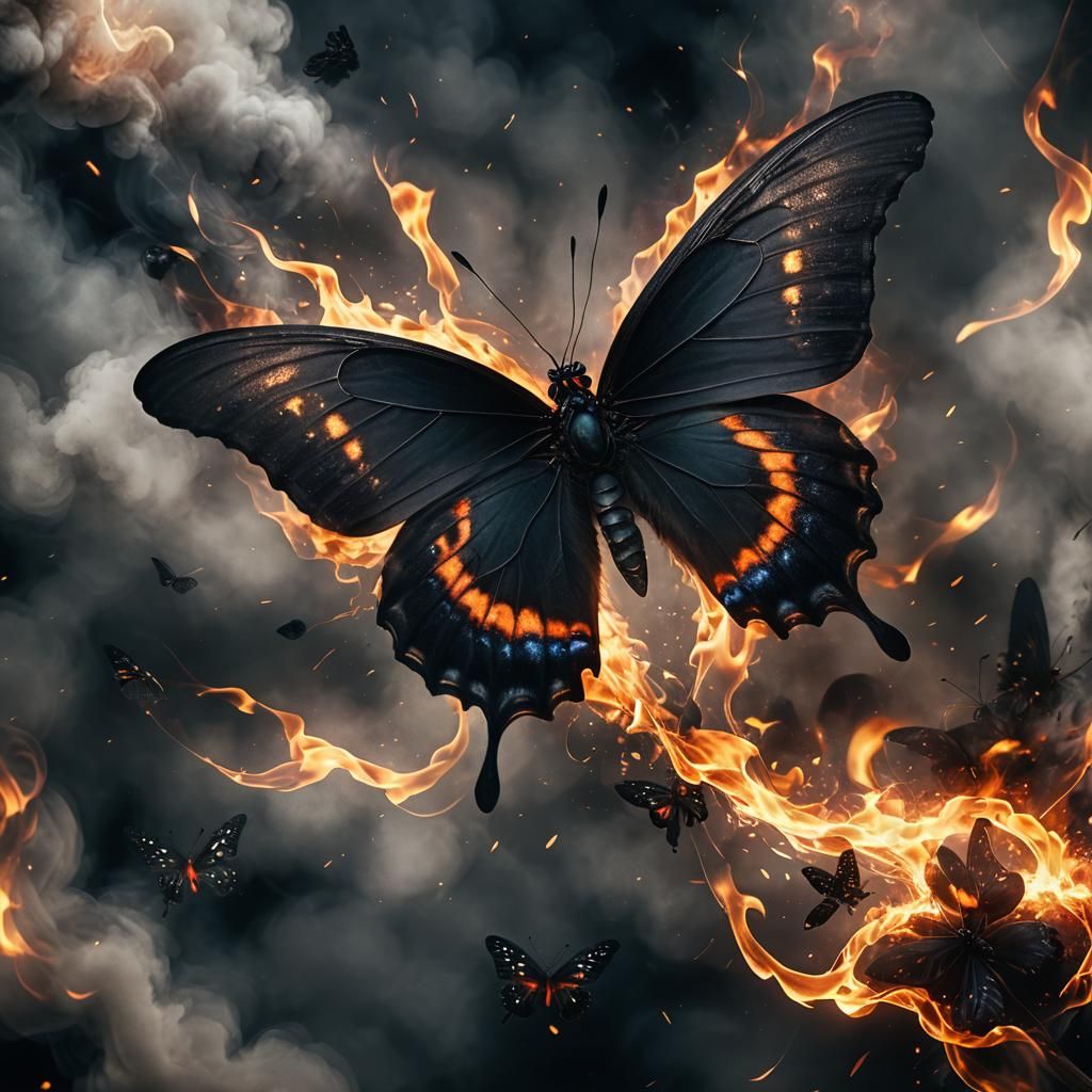 Flaming black butterfly