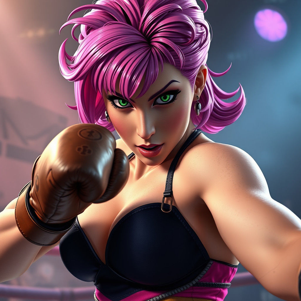 Trish Una in Cyberpunk-Inspired Boxing Regalia