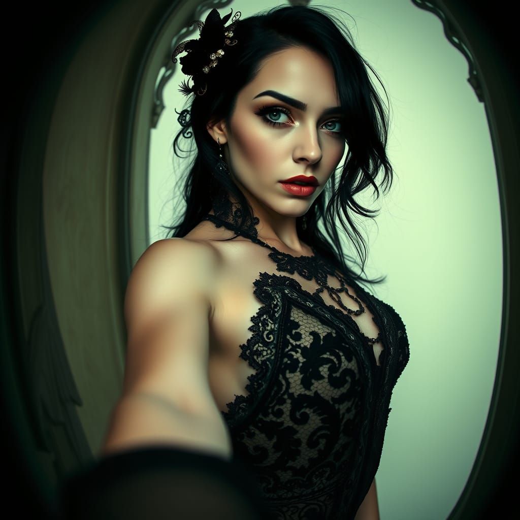 Ethereal Beauty in Dark, Mystical Art Nouveau