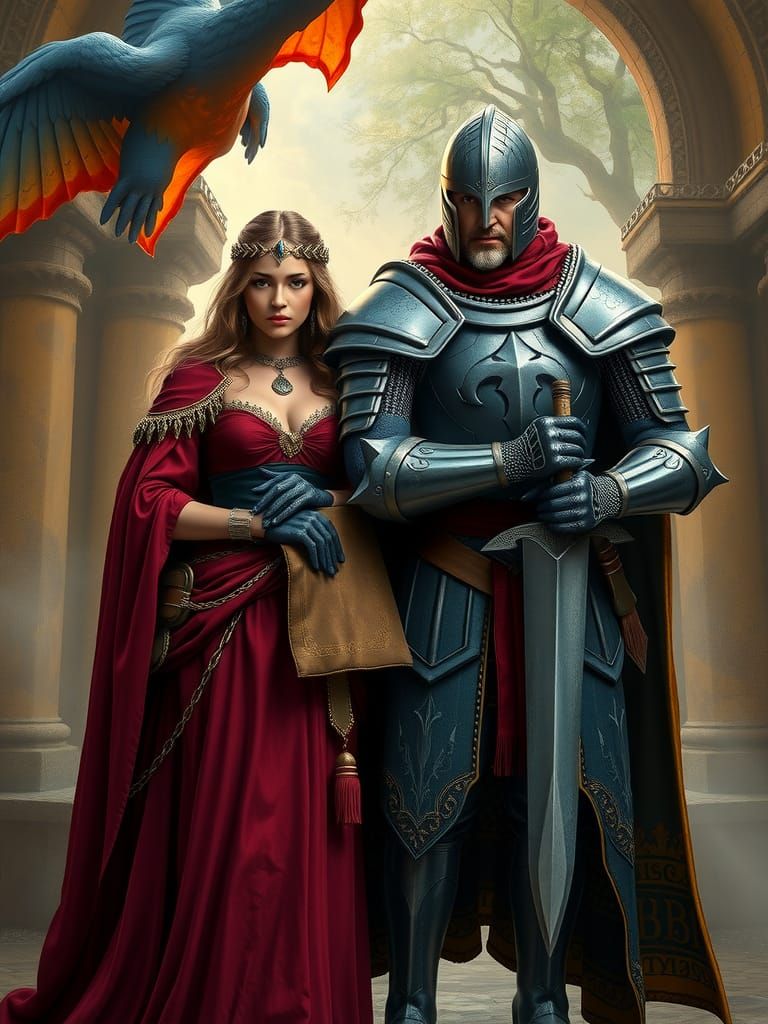 Fantasy Mage and Knight Portrait in Easley Style
