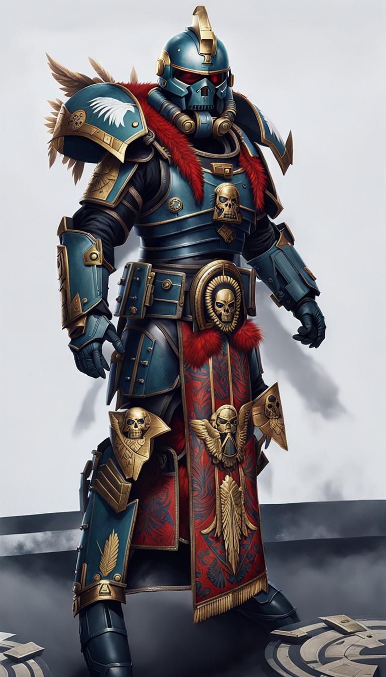 Female Space Marine Warrior in Warhammer 40k Style