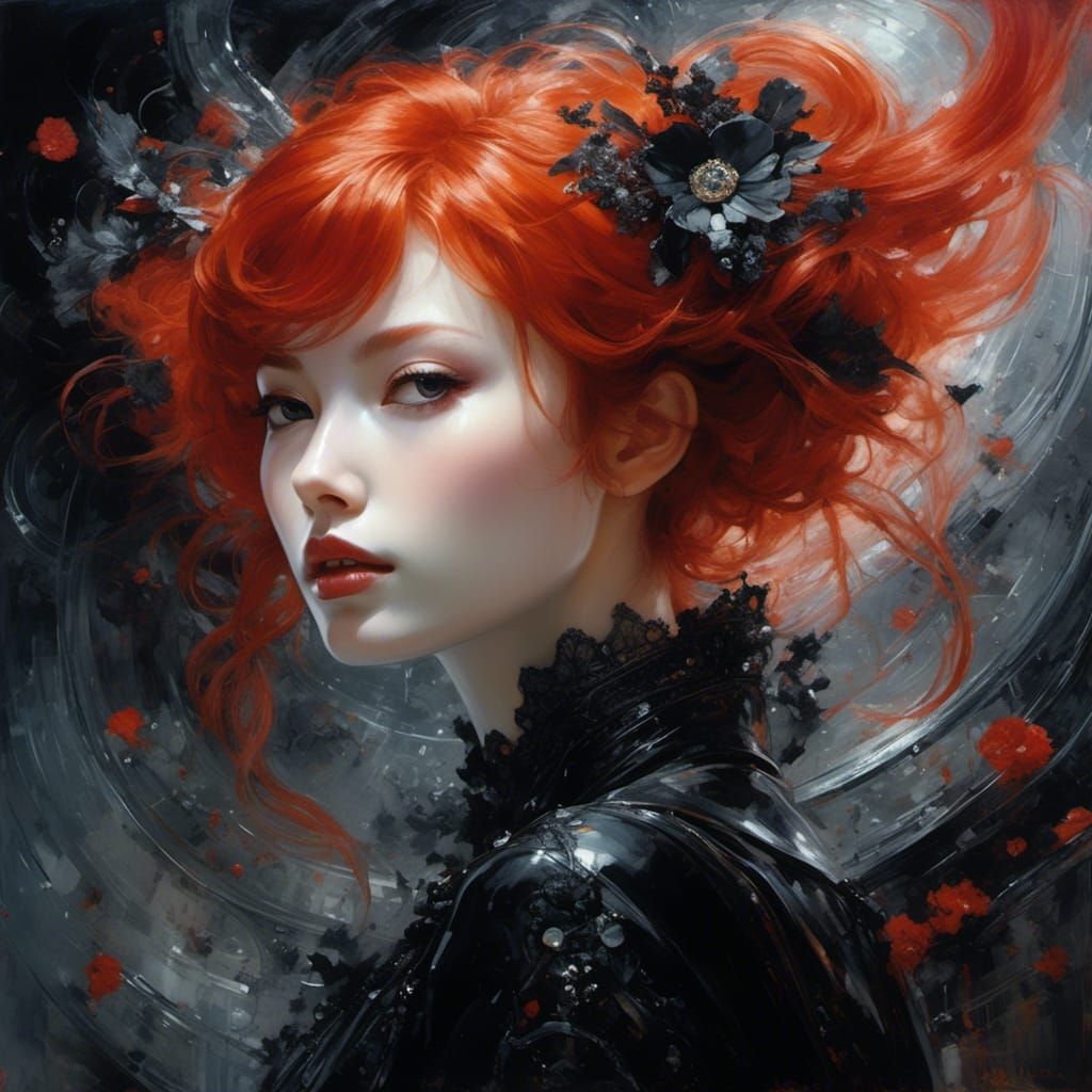 Hyperreal Gothic Portrait of Futuristic Japanese Beauty