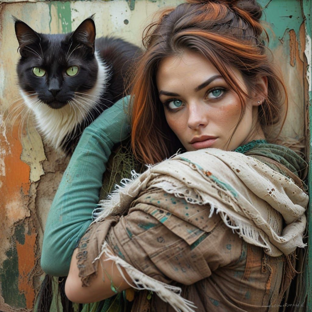 Mysterious Earth-Toned Portrait in Whimsical Style