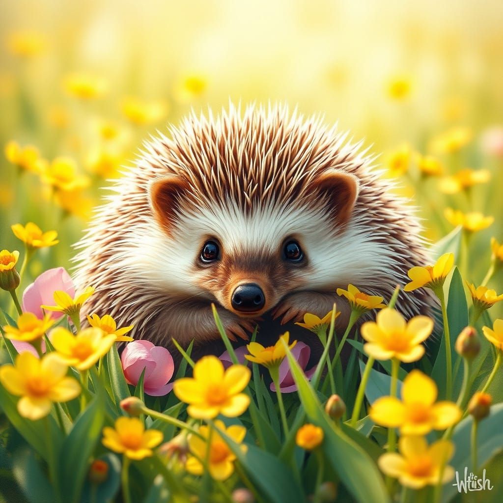 Prickly yet Charming Hedgehog in a Sunny Field