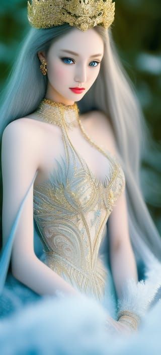 Detailed Snow Queen Coloring Book Illustration