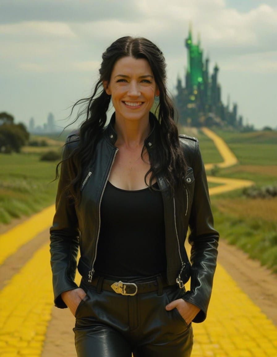 Dorothy Gale Reimagined in Leather on Yellow Brick Road